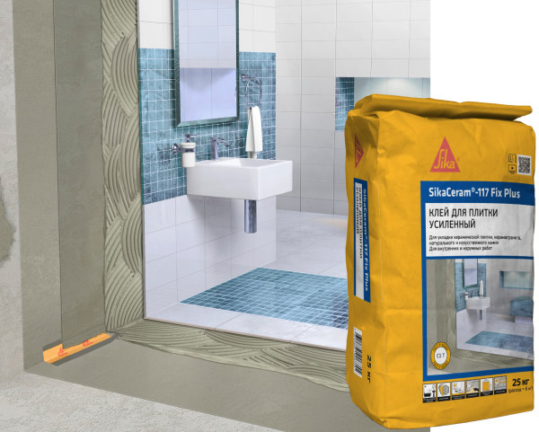Sika Sikaсeram-117 Fix Plus усиленный клей для плитки и керамогранита